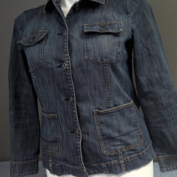 Liz Claiborne Jean Denim Jacket Blue Strech Cotton Women's Medium - Picture 2 of 8